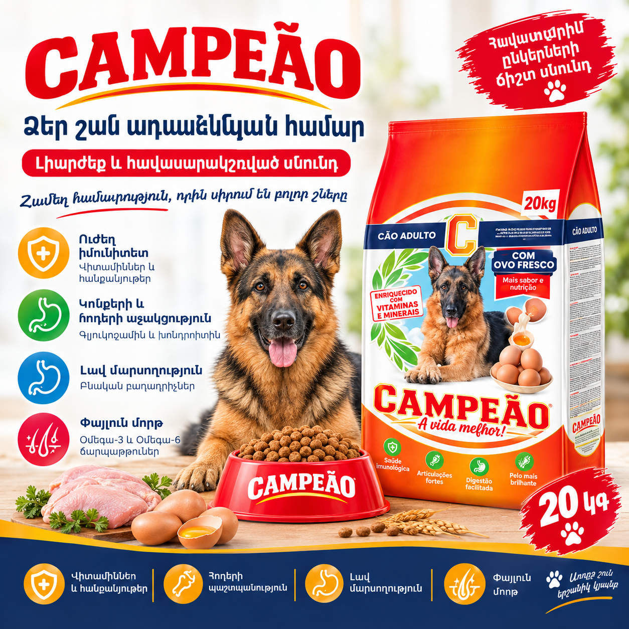 Корм для взрослых собак с яйцом
